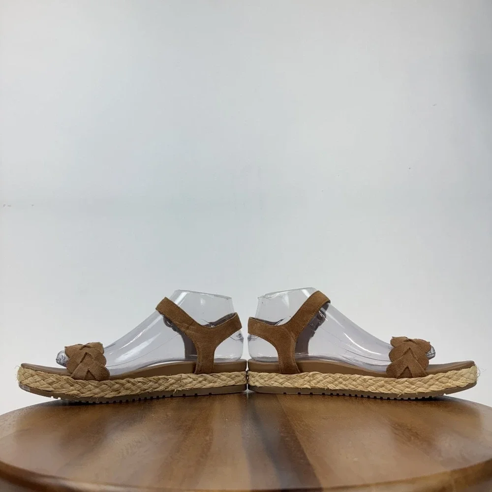 Womens Naturalizer Neila Brown Leather Espadrille Platform Wedge Sandal Size 8.5